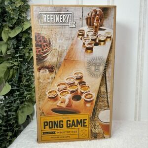 Refinery and Co Wooden Pong Game Unisex OS Brown Tabletop Foldable Party Game